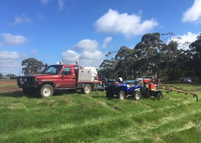 A fully equipped weed spraying truck at work on an South Australian farmland